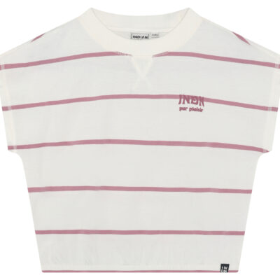 Indian Blue Jeans T-Shirt Wide Cropped Stripe t-shirt