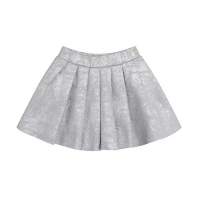 Skirt Pleated Metallic Silver