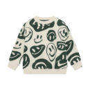 Sweater LS relaxed fit AOP Bone White